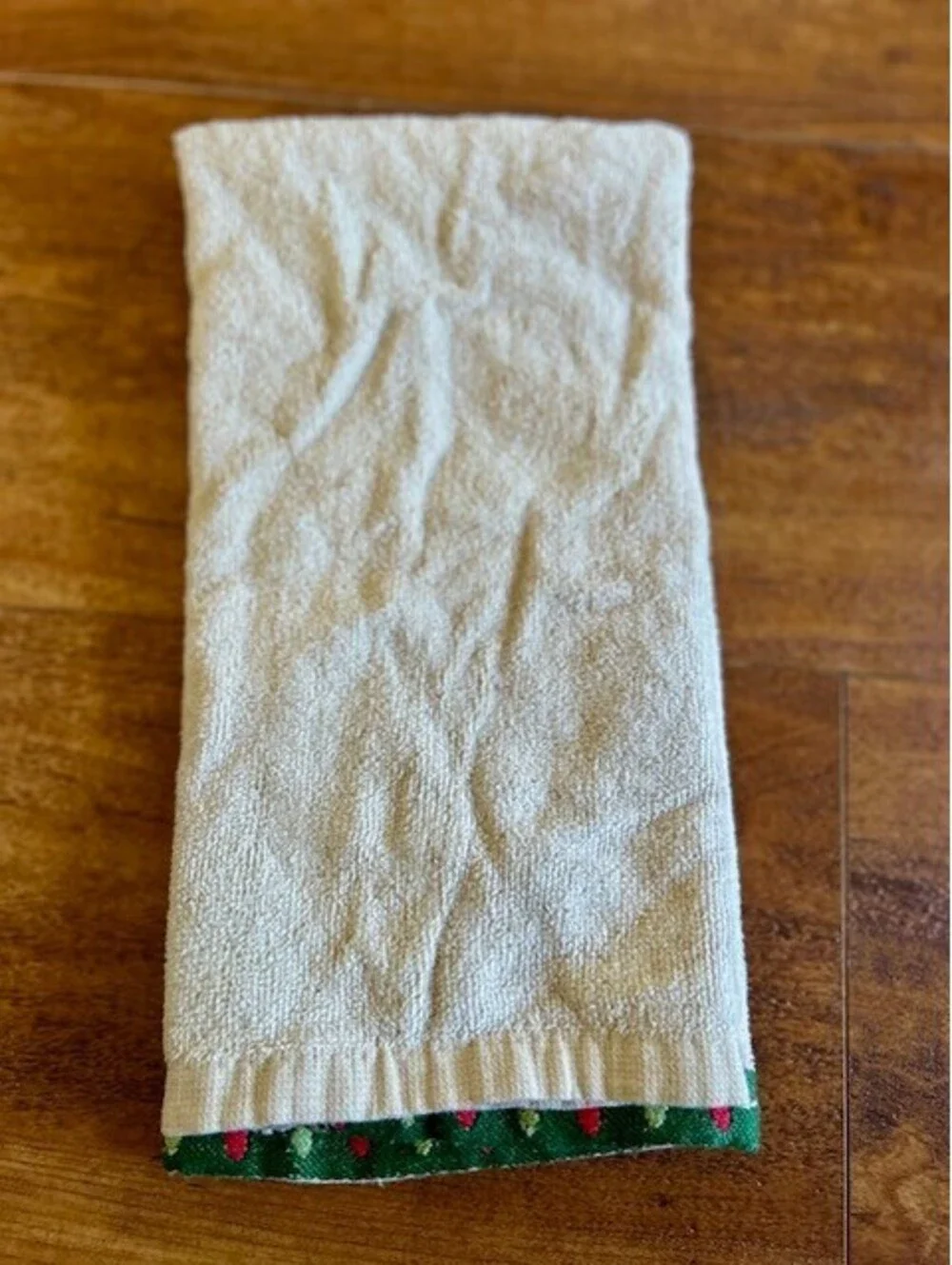 St. Nicholas Square Beige Christmas Reindeer Embroidered Hand Towel